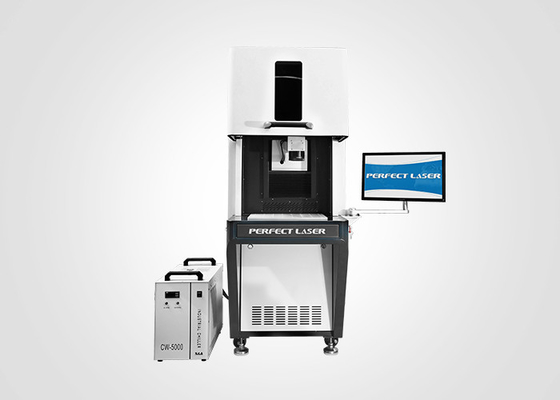 Máquina ULTRAVIOLETA de la marca del laser del gabinete cerrado PE-UV-1W 3W 5W para los componentes electrónicos